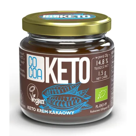 Krem migdałowo-kakaowy z olejem MCT bez dodatku cukrów bezglutenowy keto BIO 200 g – Cocoa
