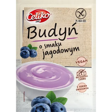Budyń Jagodowy Bezglutenowy 40 g – Wegański, Bez Cukru