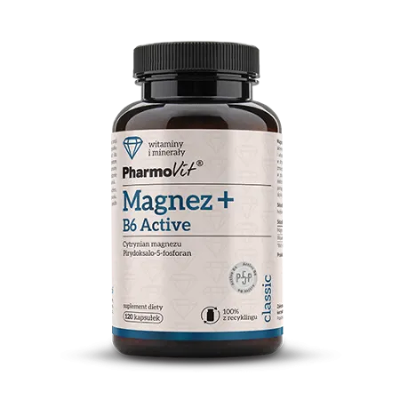 Magnez + Witamina B6 Activ 120 kapsułek – Bezglutenowy, Pharmovit