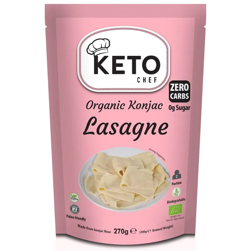 Makaron Konjac Lasagne BIO 270 g – Bezglutenowy, Keto, Wegański