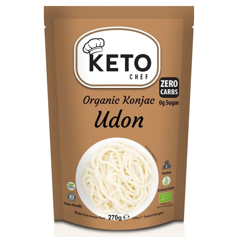 Makaron Konjac Udon BIO 270 g – Bezglutenowy, Keto, Wegański