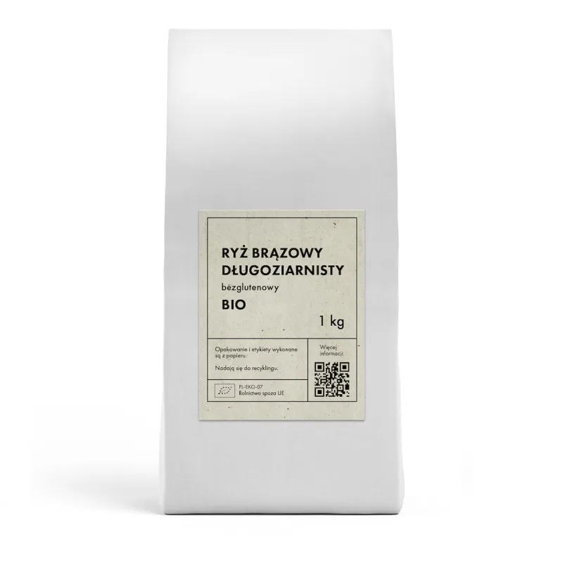 Ryż brązowy długoziarnisty BIO 1 kg – bezglutenowy i zdrowy