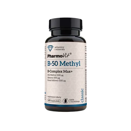 Witamina B-50 Methyl B-Complex Max+ Bezglutenowa 60 kaps.