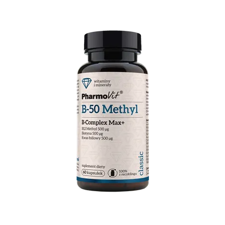 Witamina B-50 Methyl B-Complex Max+ Bezglutenowa 60 kaps.