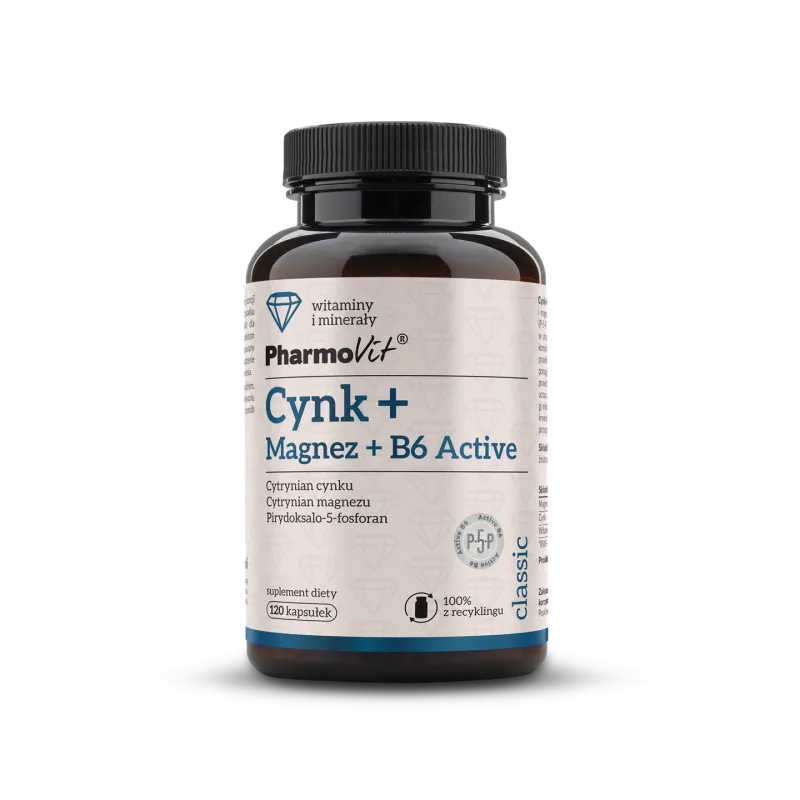 Cynk + Magnez + Witamina B6 Active Bezglutenowy 120 kaps.