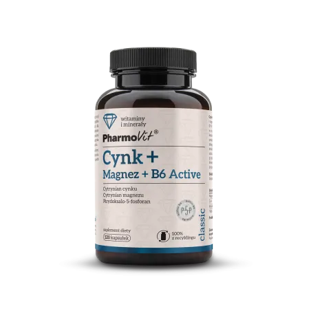 Cynk + Magnez + Witamina B6 Active Bezglutenowy 120 kaps.