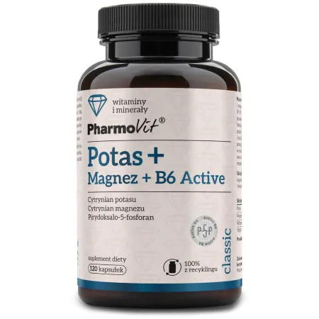 Potas + Magnez + Witamina B6 Active Bezglutenowe 120 kapsułek – PHARMOVIT