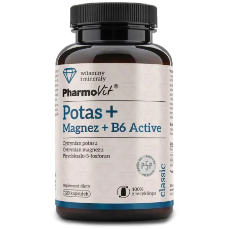 Potas + Magnez + Witamina B6 Active Bezglutenowe 120 kapsułek – PHARMOVIT