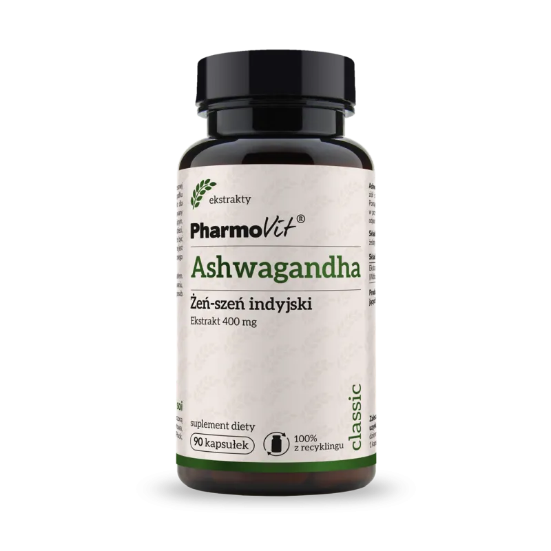 Ashwagandha Ekstrakt (400 mg) Bezglutenowy 90 kapsułek – PHARMOVIT