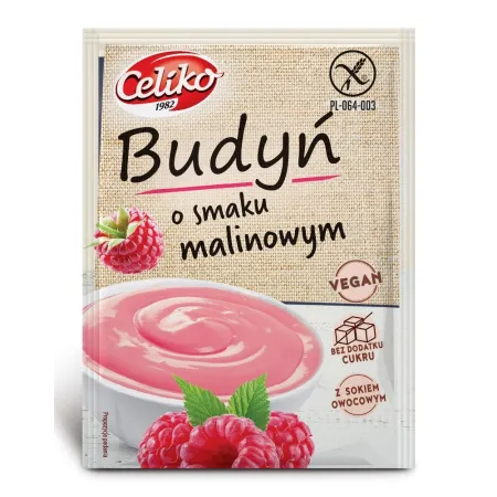 Budyń Malinowy Bezglutenowy 40 g – Celiko | Bez Cukru, Wegański