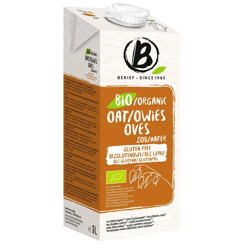 Napój Owsiany Bez Cukru BIO 1 L – Berief | Bezglutenowy