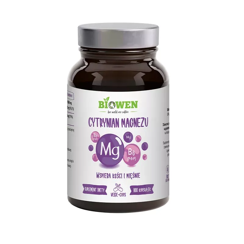 Cytrynian Magnezu + Witamina B6 100 Kapsułek – Bezglutenowy