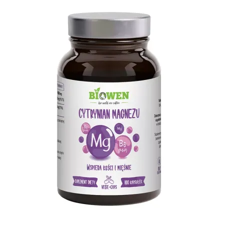 Cytrynian Magnezu + Witamina B6 100 Kapsułek – Bezglutenowy